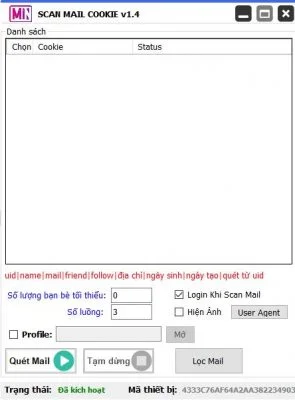 Giao diện Scan Mail Cookie - Tool quét email và email die Giao diện Scan Mail Cookie - Tool quét email và email die
