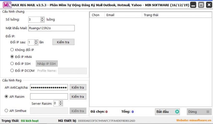 Max Reg Mail - Phần mềm tự động đăng ký yahoo mail, hotmail