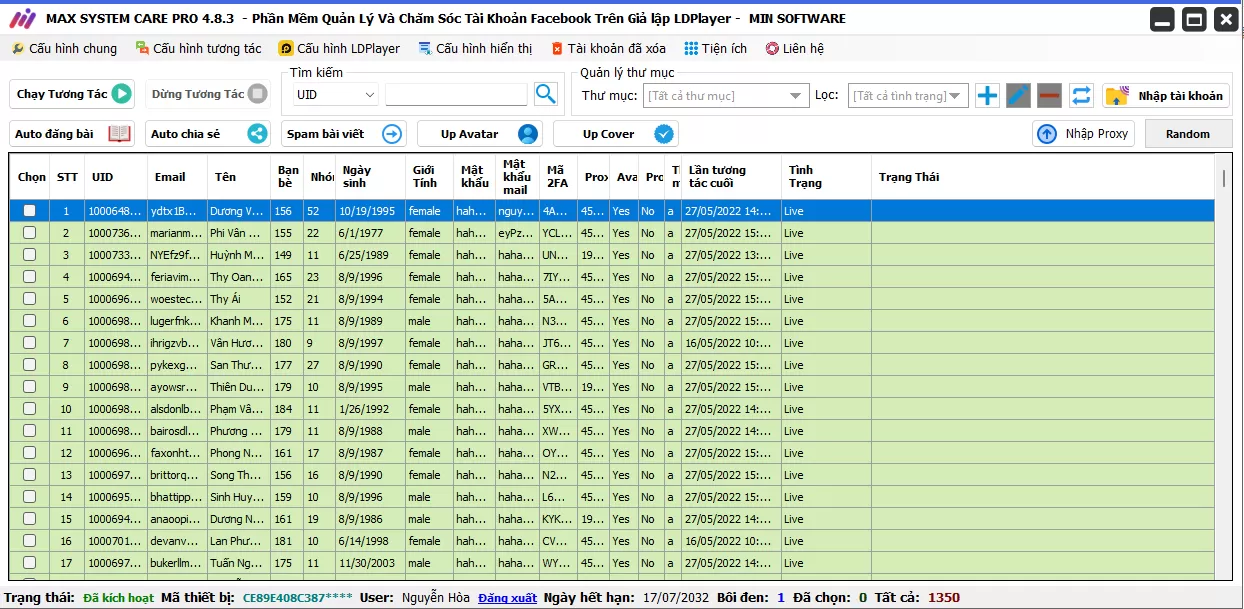 PHẦN MỀM Nuôi Nick Facebook Giả Lập LDPlayer Giao diện của MAX SYSTEM CARE PRO