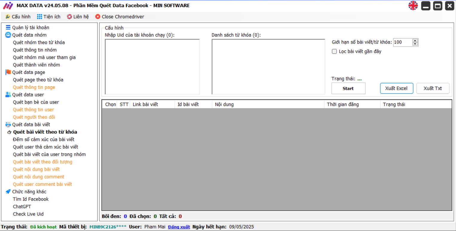 Max Data Phần Mềm Quét Data Facebook