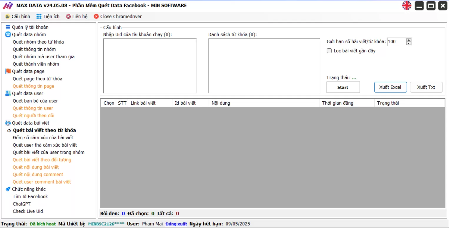 Max Data - Phần Mềm Quét Data Facebook 4 Max Data Phần Mềm Quét Data Facebook