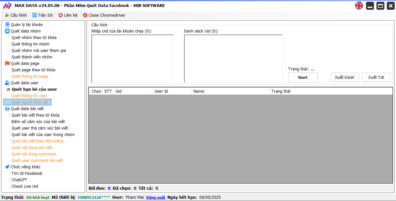 Max Data Phần Mềm Quét Data Facebook