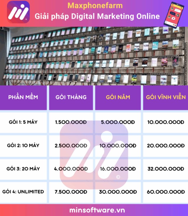 Phần Mềm Nuôi Nick Facebook Trên Điện Thoại Thật Tốt Nhất Năm 2025 - MaxPhoneFarm 5 Bảng giá Phần Mềm Nuôi Nick Facebook Trên Điện Thoại Thật