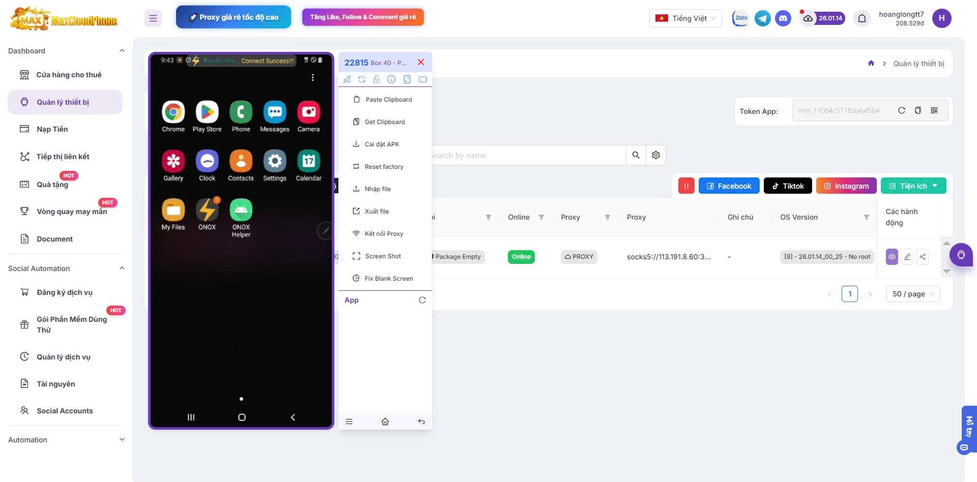 Quản lý Cloud Phone