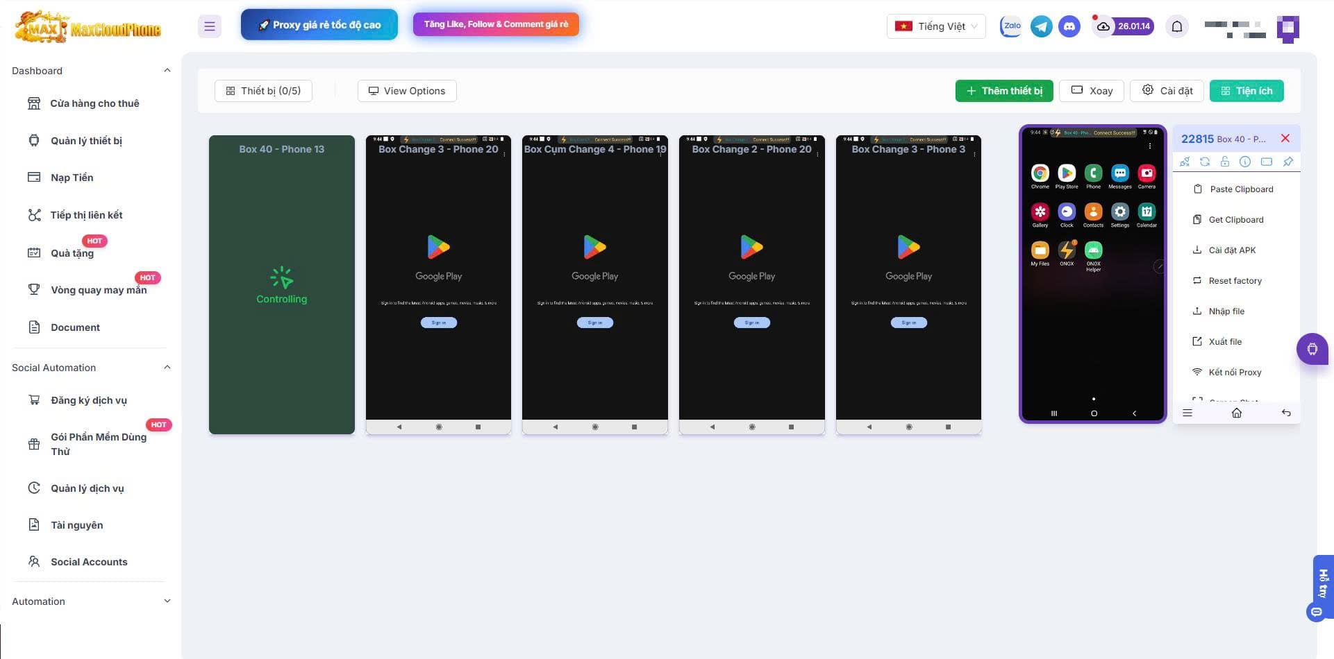 Điều Khiển Đồng Bộ Cloud Phone
