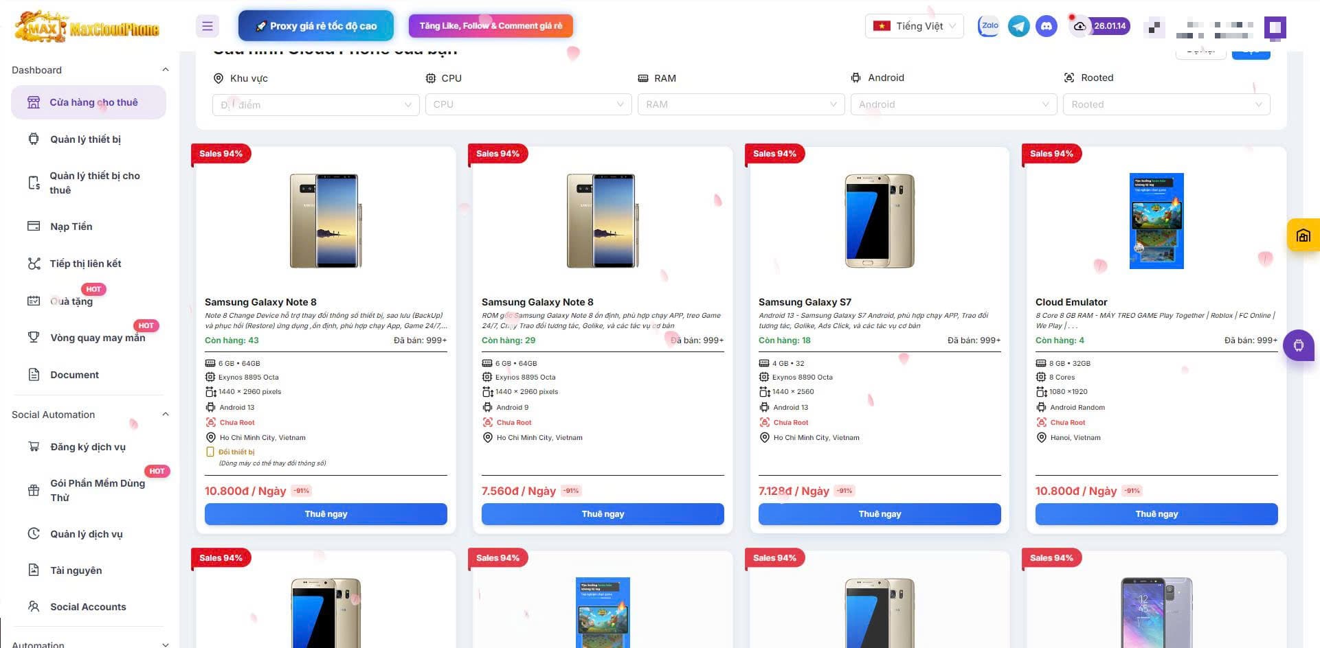Nên dùng Cloud Phone nào ?