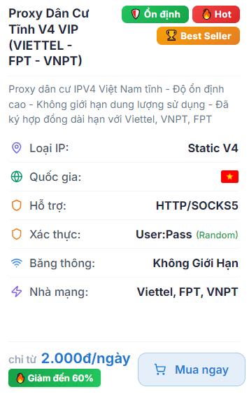 Proxy Nuôi Tài Khoản Facebook 2026 Dùng Loại Nào Tốt Nhất ?